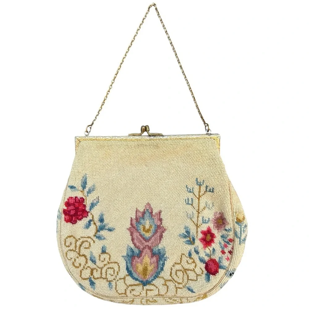 Vintage Anton Moritz NY Women's Purse Handbag Embroidered Needlepoint Tapestry